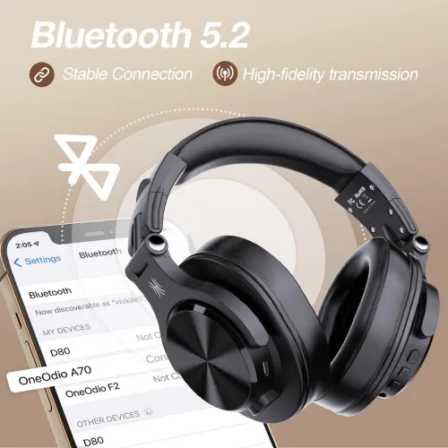 Słuchawki bezprzewodowe Oneodio Fusion A70 Nauszne Bluetooth 5.2 Brązowy