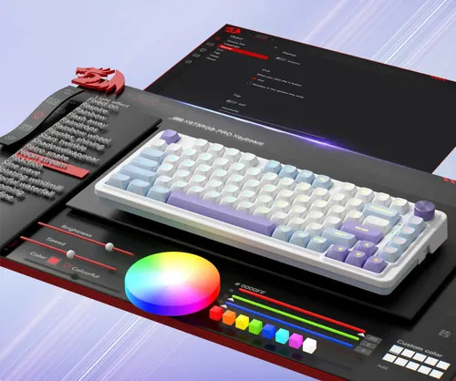 Klawiatura REDRAGON Ucal Max K673WBP RGB Hot Swap Manbo Switch Biało-fioletowo-niebieski