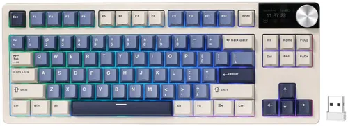 Klawiatura ROYAL KLUDGE RKS85 RGB Hot Swap Beige Switch Biało-niebieski