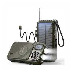Radioodbiornik Hawk R40 Na korbkę, Solarne, Latarka, Radio FM Bluetooth Zielony
