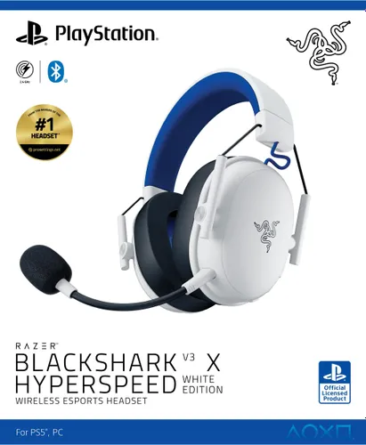 Słuchawki RAZER BlackShark V3 X HyperSpeed dla PlayStation Bezprzewodowe, Nauszne, Dźwięk przestrzenny Biały