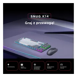 Klawiatura gamingowa Rampage Snug KRGD Red Switch przewodowa mechaniczna podświetlana biało-szara