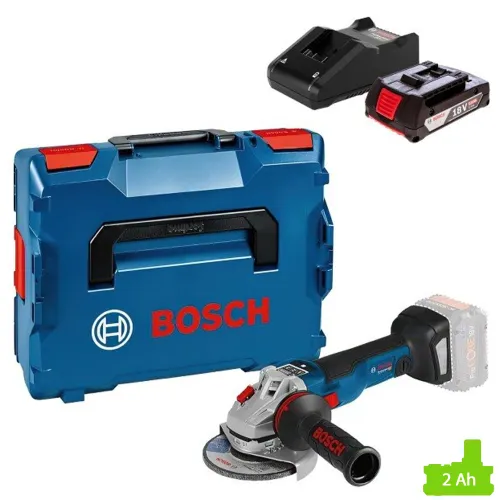Szlifierka kątowa BOSCH GWS 18V-10 SC + Ładowarka BOSCH Professional GAL 18V-40 1600A019RJ + Akumulator BOSCH Professional GBA 1600Z00036 2Ah 18V