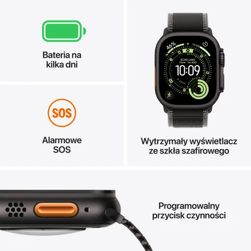 Apple Watch Ultra 3 GPS + Cellular koperta z natural tytanu Szary 49mm Pasek Ocean Granatowy