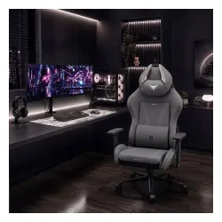 Fotel Diablo Chairs X-Horn 2.0 Normal Size Rainbow Grey Gamingowy do 140kg Tkanina Szary