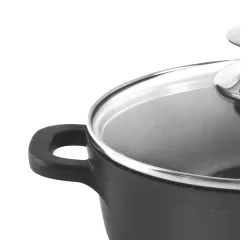 Garnek aluminiowy z pokrywką GRANDE CZARNY 2,3 l