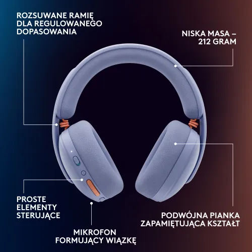 Słuchawki LOGITECH G325 Lightspeed Liliowy Bezprzewodowe, Nauszne