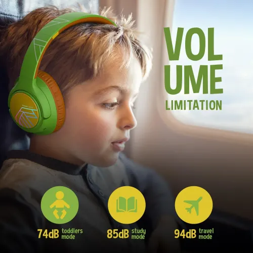 Słuchawki bezprzewodowe PowerLocus Bobo Nauszne Dla Dzieci Bluetooth 5.3 Zielono-brązowy