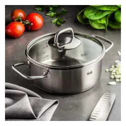 FISSLER Viseo 2,4 l - garnek ze stali nierdzewnej ze szklaną pokrywką