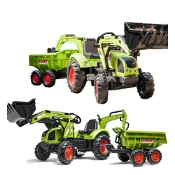 Falk Traktor na Pedały Claas Axos 330 z Koparką i Przyczepą 3-7 lat