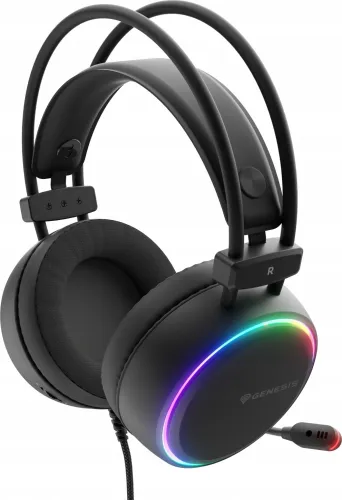 Słuchawki przewodowe z mikrofonem Genesis Neon 613 G2 RGB Nauszne Czarny