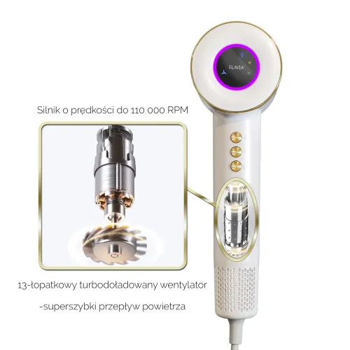 Suszarka do włosów Zehnder Flavia Jonizacja Dyfuzor Zimny nawiew 1600W 3 prędkości 3 temperatury Biały