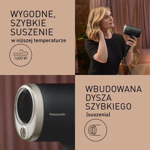 Suszarka do włosów Panasonic EH-NA7N-K825 Dyfuzor Zimny nawiew 1600W 1 prędkość 3 temperatury