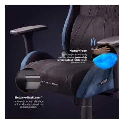 Fotel Diablo Chairs X-Horn 2.0 Normal Size Night Blue Gamingowy do 140kg Tkanina Czarno-Niebieski