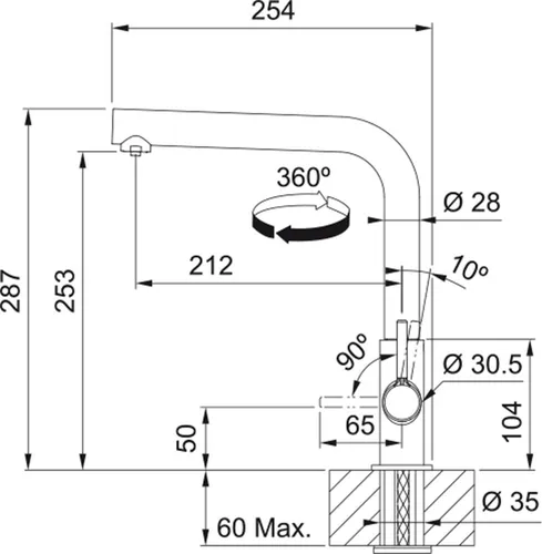Bateria FRANKE Lina Clear Water 2.0 L 120.0730.779 Chrom