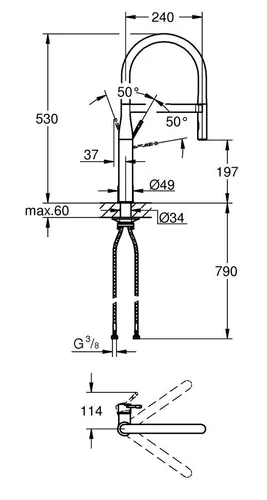 Bateria GROHE Essence DN 15 30503KF0 Czarny