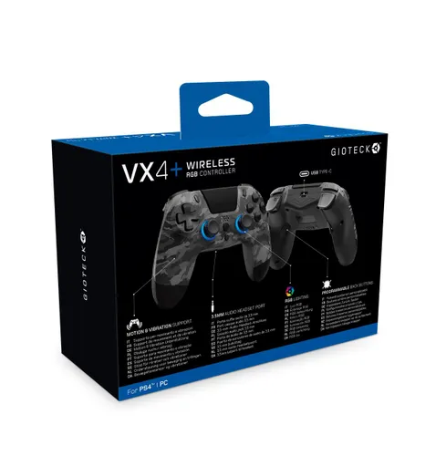 Геймпад Gioteck VX4 + Wireless RGB для PS4, ПК-беспроводной-черный-камуфляж