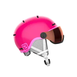 Kask narciarski dziecięcy SALOMON GROM VISOR pink z WBUDOWANA SZYBĄ - KAT. S2 - Rozmiar - M