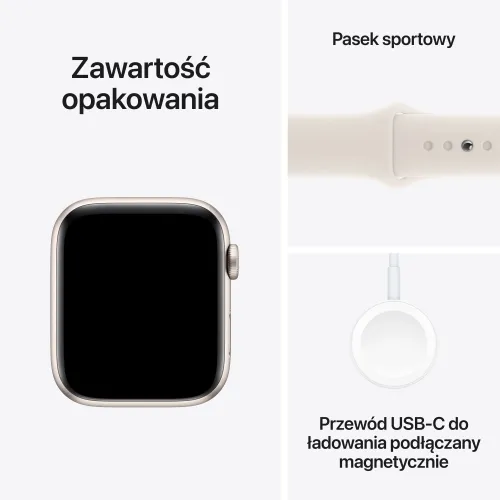 Apple Watch SE 2gen GPS + Cellular 44mm koperta z aluminium (księżycowa poświata) + pasek sportowy rozmiar M/L (księżycowa poświat) 2024 (CPO)