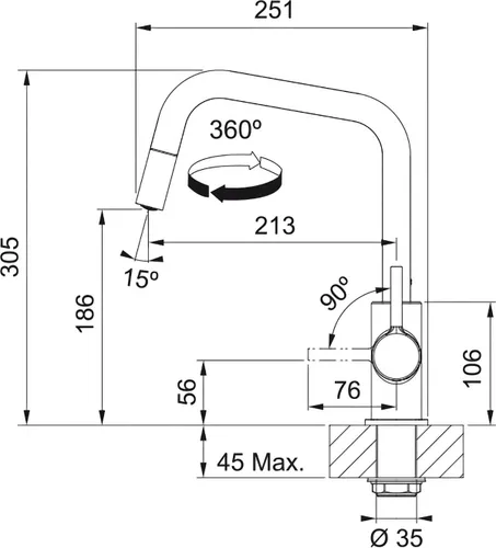Bateria FRANKE Lina U Pull-Out 115.0728.477 Czarny mat