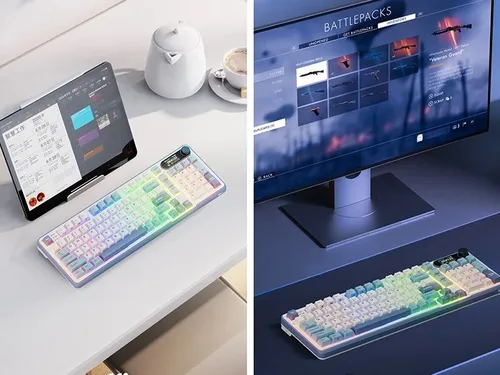 Klawiatura ROYAL KLUDGE RK-S98 Chartreuse Switch Biało-niebieski