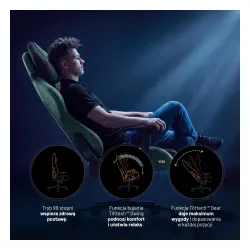 Fotel Diablo Chairs X-Horn 2.0 Normal Size Forest Green Gamingowy do 140kg Tkanina Czarno-Zielony