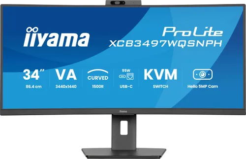 Monitor IIYAMA ProLite XCB3497WQSNPH-B1 34" 3440x1440px 120Hz 0.4 ms [MPRT] Curved + Norton Small Business