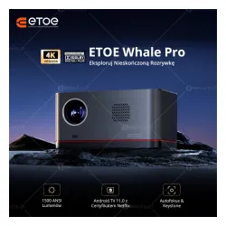 Projektor ETOE Whale Pro LED Full HD Wi-Fi Bluetooth Chromecast AirPlay Android TV