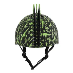 Kask rowerowy RASKULLZ T-Rex Bonez Mohawk Czarno-zielony dla Dzieci (rozmiar S)