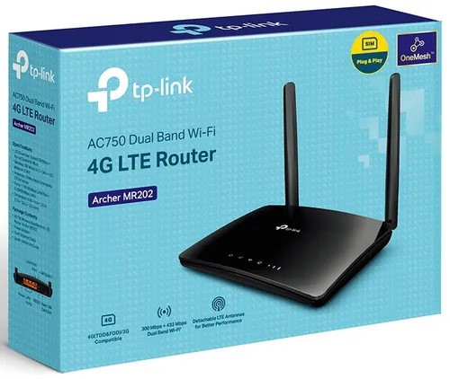 Router TP-LINK Archer MR202 4G LTE 2.4 / 5 GHz (DualBand), Wi-Fi Mesh, Gniazdo SIM