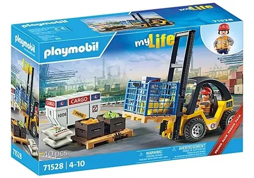 Playmobil My Life набор 71528 Вилочный погрузчик с грузом