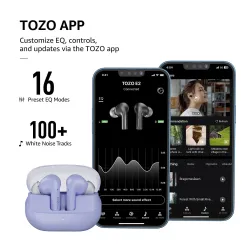 Słuchawki bezprzewodowe Tozo Agile Nova Dokanałowe Bluetooth 5.3 Fioletowy