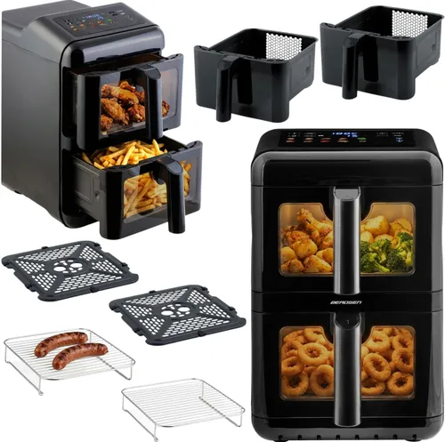 Air Fryer Frytkownica beztłuszczowa BERDSEN BD-663 11.6l z podwójnym koszem i okienkiem do obserwacji postępów gotowania