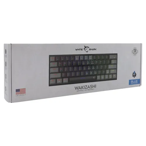 Klawiatura gamingowa White Shark Wakizashi Red przewodowa mechaniczna podświetlana czarno-szara