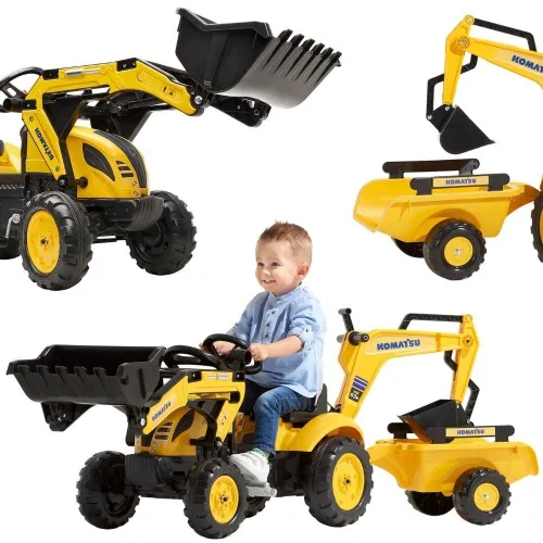 Falk Traktor Na Pedały Komatsu Z Łyżką Koparką I Przyczepą 2-5 Lat