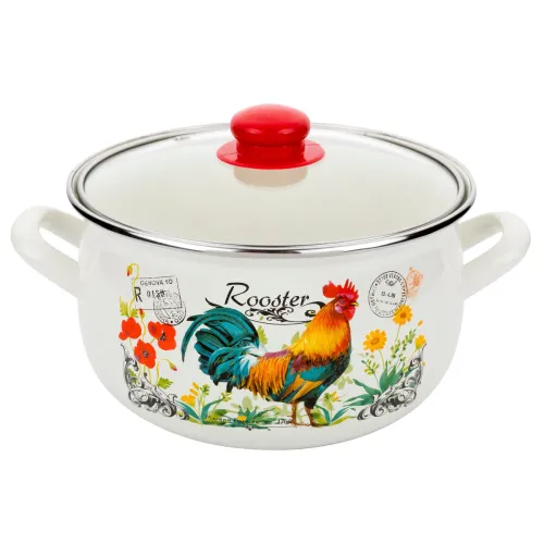 Garnek emaliowany z pokrywką EMALIA POLSKA PLESZEW KOGUCIK 5 l