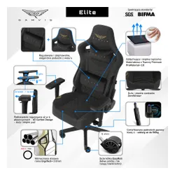 Fotel GAMVIS Elite 2.0 Pro XL Tkanina Czarny (złote elementy)