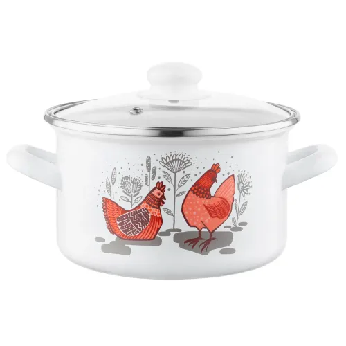 Garnek emaliowany z pokrywką EMALIA POLSKA PLESZEW RUBINKA 2,6 l