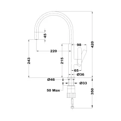 Bateria Teka FOT 995 Chrom/Czarny Mosiądz/Chrom