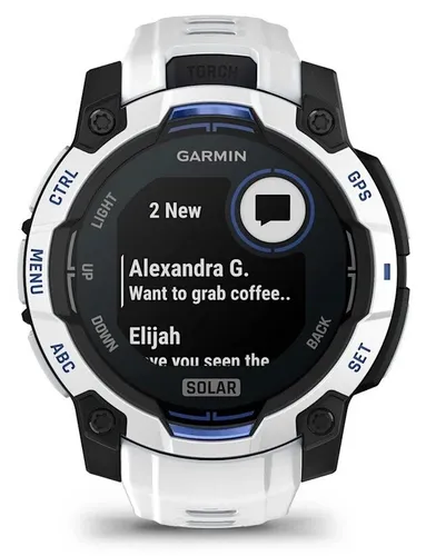 Smartwatch GARMIN Instinct 3 45mm Solar Biały + pasek biało-niebieski