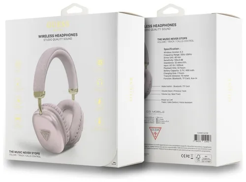 Słuchawki nauszne GUESS Metallic Triangle Logo Różowy