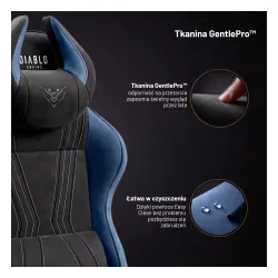 Fotel Diablo Chairs X-One 2.0 Kingl Night Blue Gamingowy do 160kg Tkanina Czarno-Niebieski