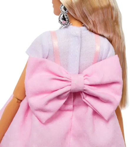 Lalka Barbie Deluxe Style Różowa sukienka z dużą kokardą HYV27