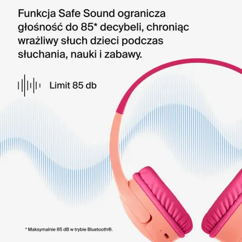 Słuchawki bezprzewodowe Belkin Soundform Mini dla dzieci Nauszne Bluetooth 5.3 Różowy