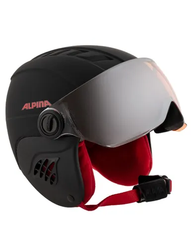 Kask snowboardowy dziecięcy ALPINA CARAT LE VISOR black red - Rozmiar - S