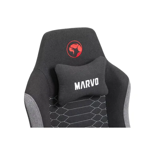Fotel Marvo Kahn Gray Gamingowy do 150kg Tkanina Czarno-szary