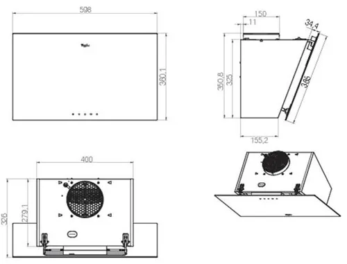 Okap Whirlpool AKR 037 G BL Czarny