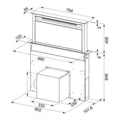 Okap blatowy Franke Downdraft FDW 908 IB XS Srebrno-czarny