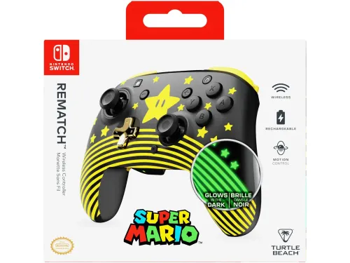 Pad Turtle Beach Rematch Wireless Controller Super Mario Star do Nintendo Switch / Switch 2 Czarno-Żółty
