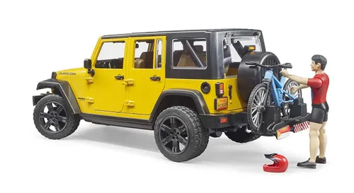 Машинка Bruder Jeep Wrangler Unlimited Rubicon z rowerem górskim i figurką kolarza (02543)